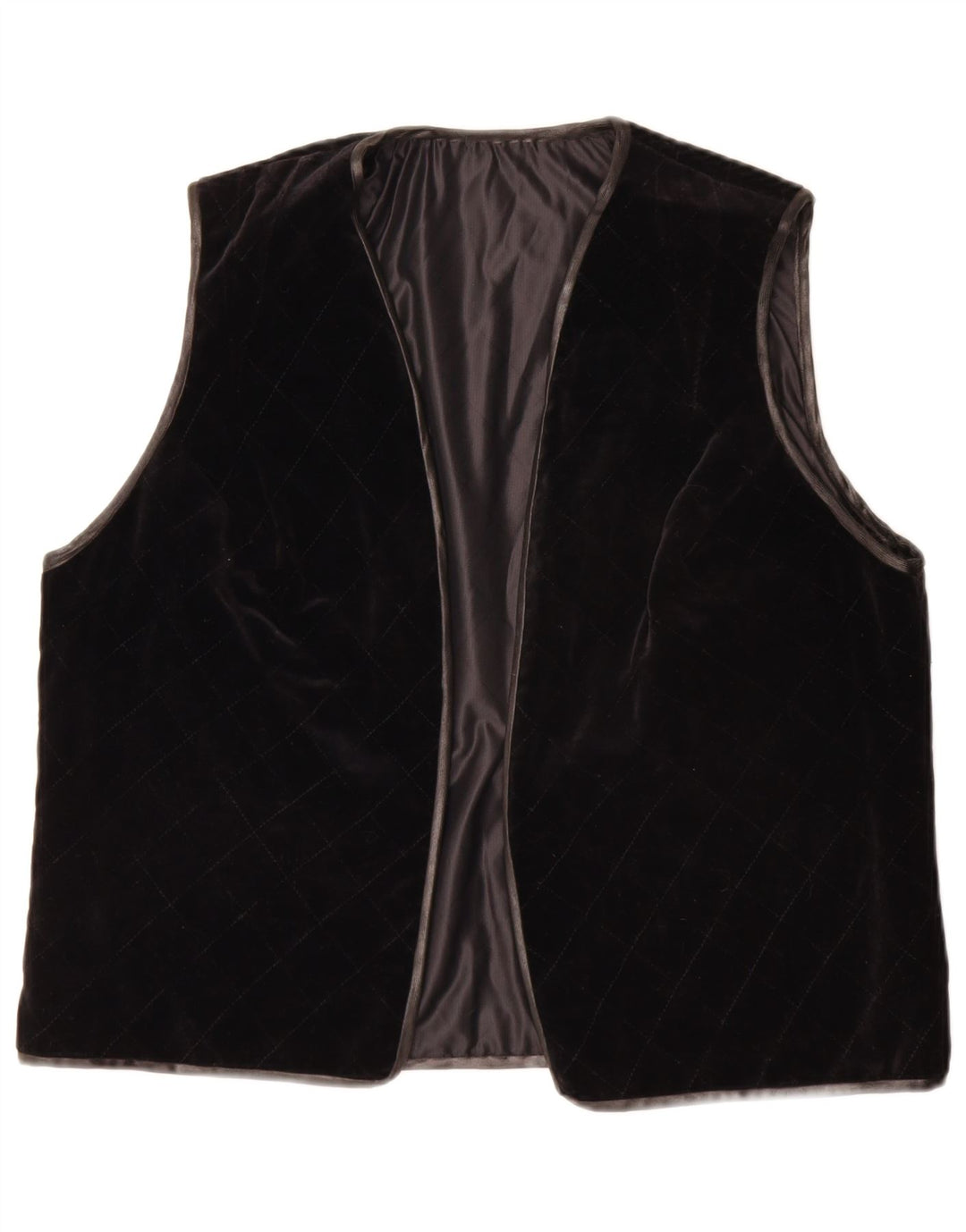 Vintage Womens OPEN Waistcoat UK 14 Large Black