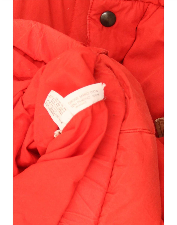 Vintage Mens Hooded Padded Jacket UK 40 Large Red Cotton