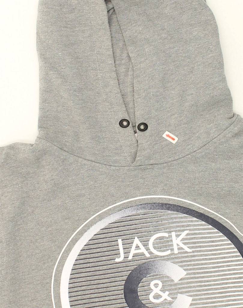 JACK & JONES Mens Core Graphic Hoodie Jumper Medium Grey Polyester | Vintage Jack & Jones | Thrift | Second-Hand Jack & Jones | Used Clothing | Messina Hembry 