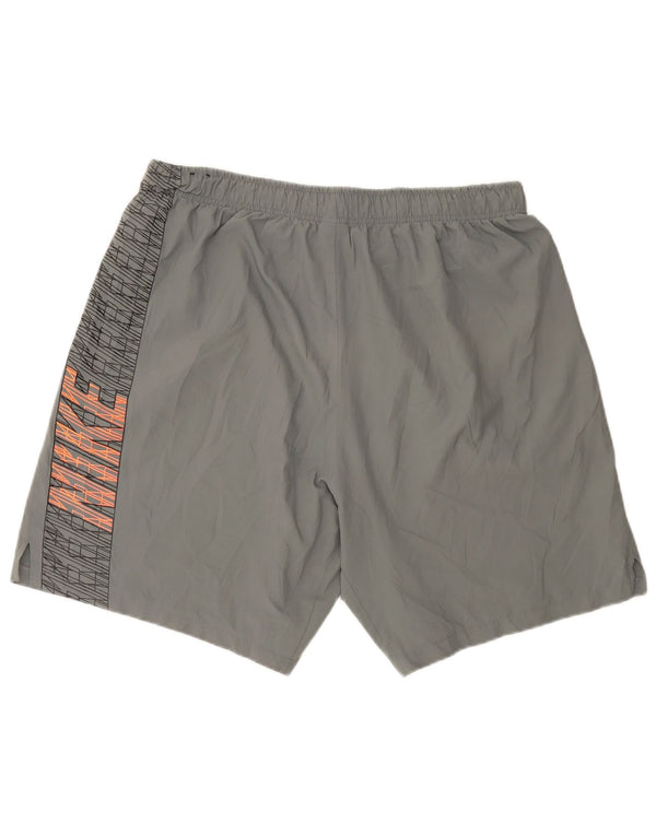 Nike Mens Dri Fit Graphic Sport Shorts 2XL Grey Striped Polyester