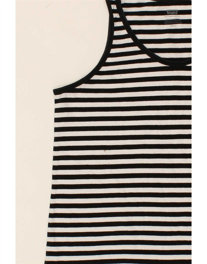 LEVI'S Womens Vest Top UK 10 Small Black Striped Vintage Levi's and Second-Hand Levi's from Messina Hembry 