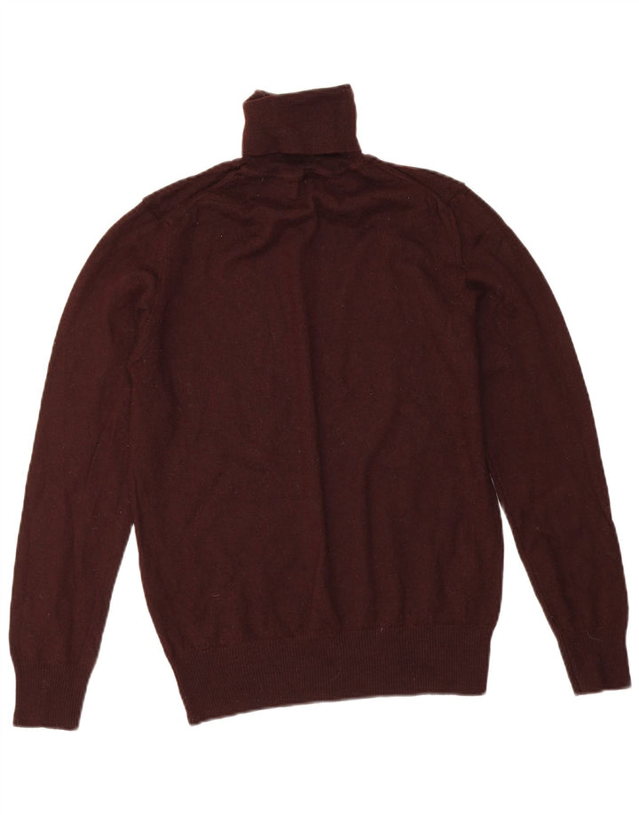 Zara Mens Roll Neck Jumper Sweater Large Burgundy Acrylic