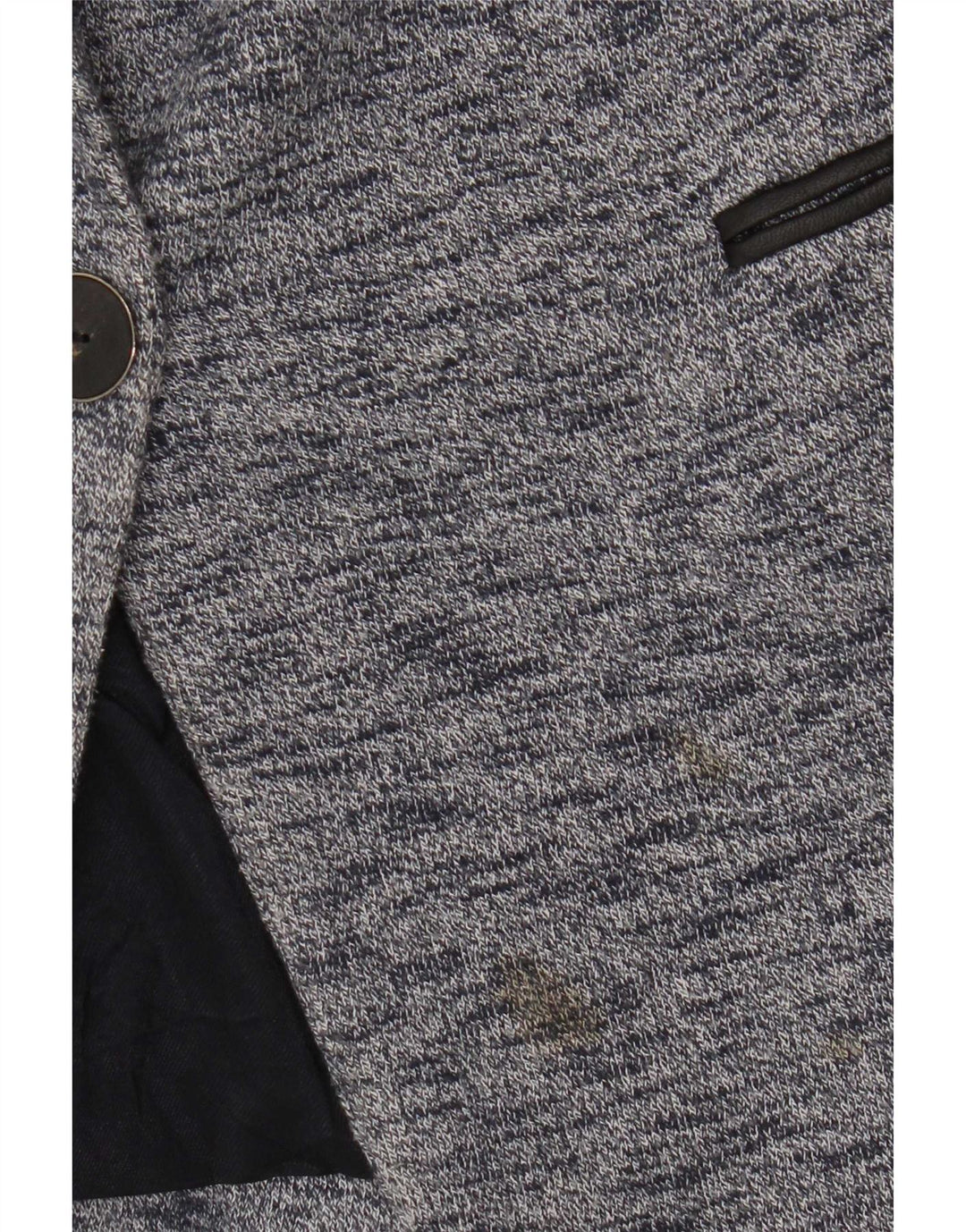 Zara Womens 1 Button Blazer Jacket UK 6 XS Blue Flecked Cotton
