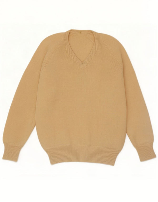 Vintage Mens V-Neck Jumper Sweater XL Beige