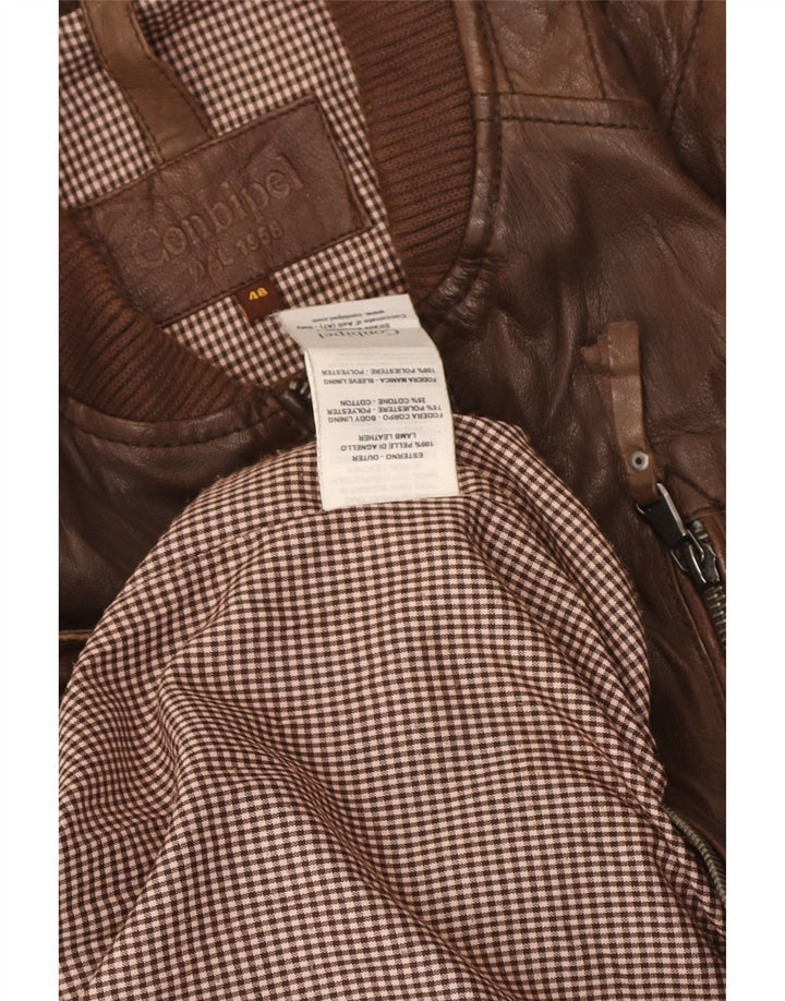 Conbipel Mens Leather Jacket IT 48 Medium Brown Leather
