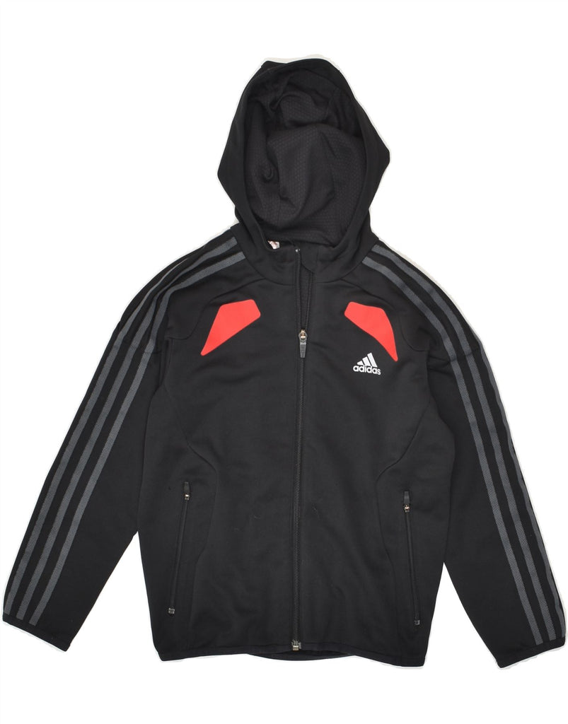 ADIDAS Boys Climalite Zip Hoodie Sweater 7-8 Years Black Polyester | Vintage Adidas | Thrift | Second-Hand Adidas | Used Clothing | Messina Hembry 