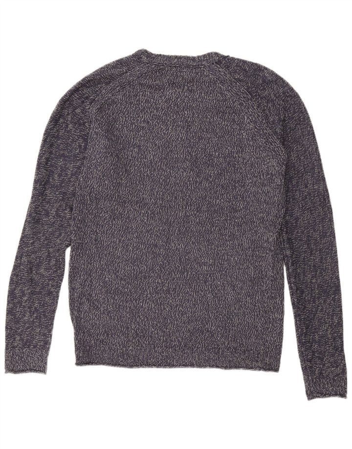 JACK & JONES Mens Boat Neck Jumper Sweater Medium Navy Blue Flecked