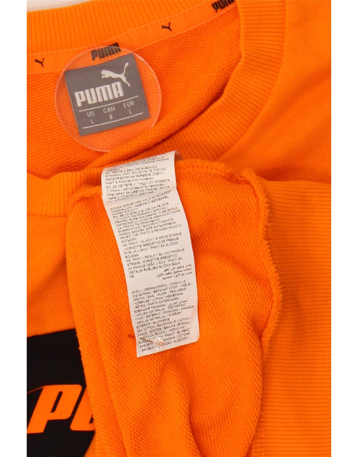 Puma Mens Graphic Sweatshirt Jumper Large Orange Colourblock Cotton