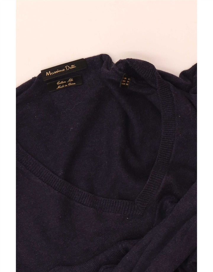 Massimo Dutti Mens V-Neck Jumper Sweater Medium Navy Blue