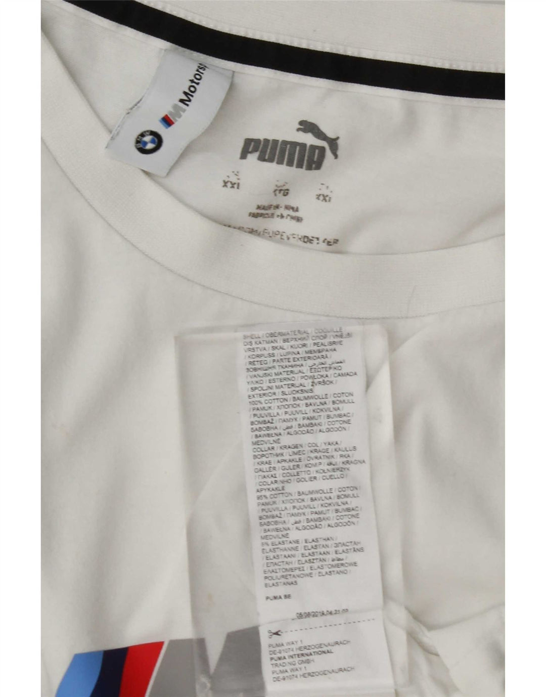 Puma Mens Graphic T-Shirt Top 2XL White Cotton