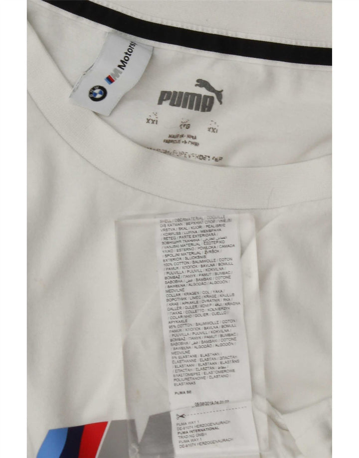 Puma Mens Graphic T-Shirt Top 2XL White Cotton