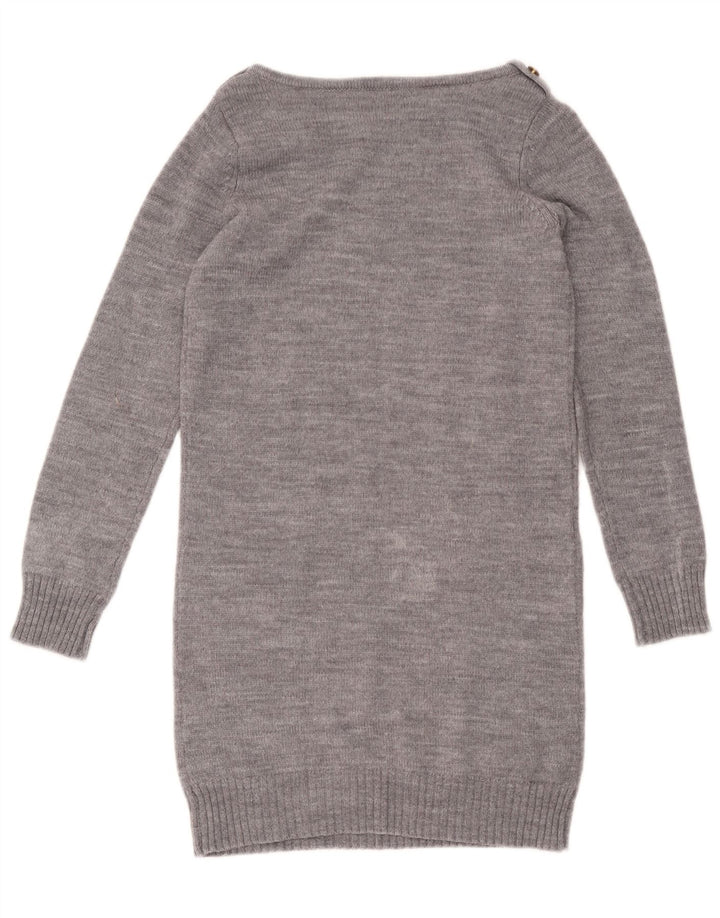 Oasis Womens Jumper Dress UK 10 Small Grey Flecked Wool