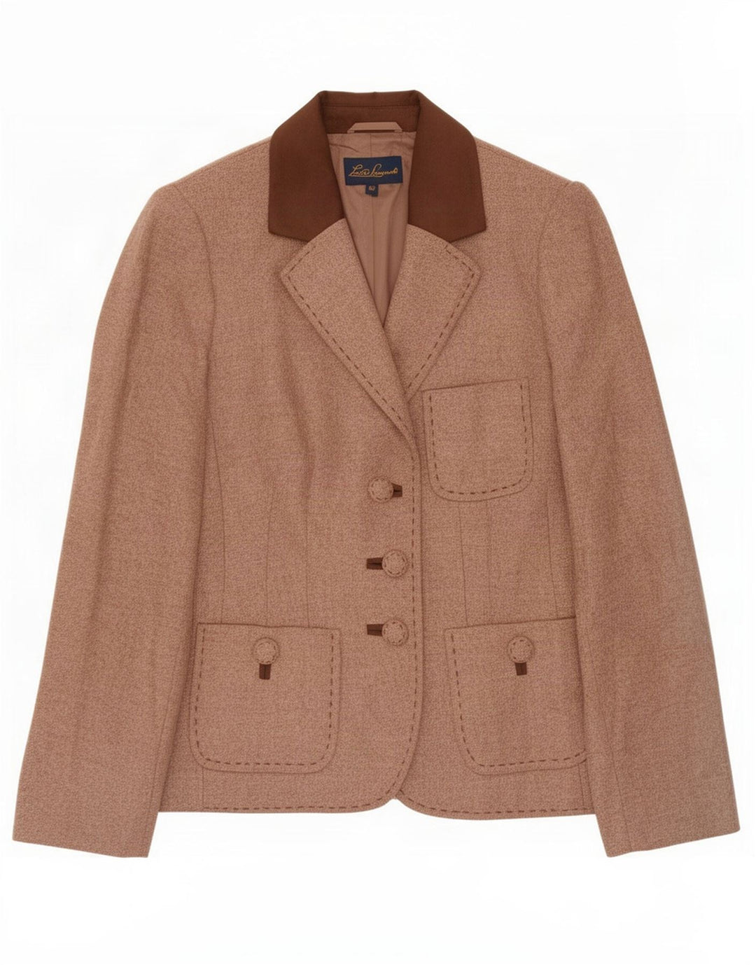 Luisa Spagnoli Womens 3 Button Blazer Jacket IT 42 Medium Brown Wool