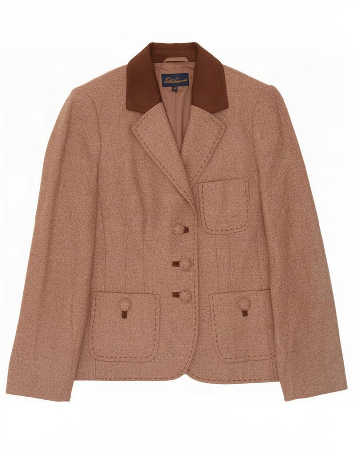Luisa Spagnoli Womens 3 Button Blazer Jacket IT 42 Medium Brown Wool