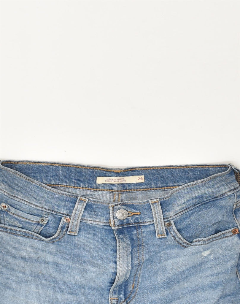 LEVI'S Womens High Waist Distressed Denim Shorts W26 Small Blue Cotton | Vintage Levi's | Thrift | Second-Hand Levi's | Used Clothing | Messina Hembry 