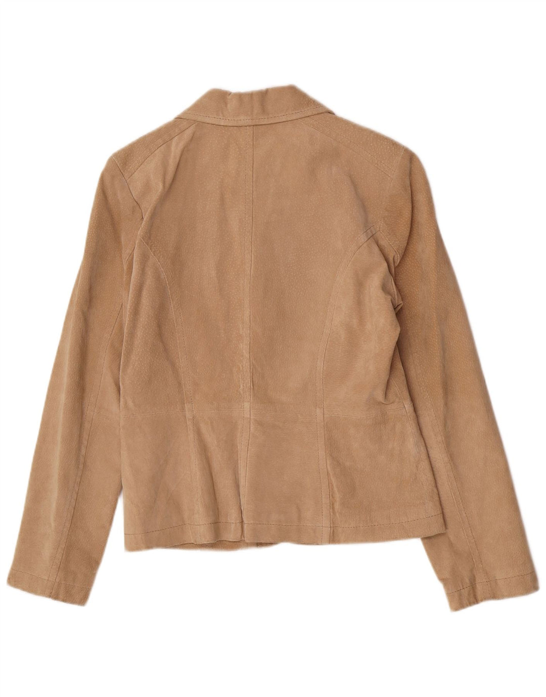 Vivien Caron Womens 2 Button Suede Blazer Jacket EU 36 Small Beige Leather