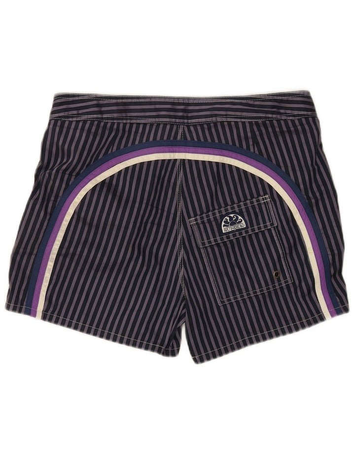 Sundek Mens Swimming Shorts Medium Navy Blue Pinstripe Polyester