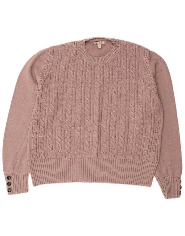 Barbour Womens Crew Neck Jumper Sweater UK 16 Large Pink Cotton