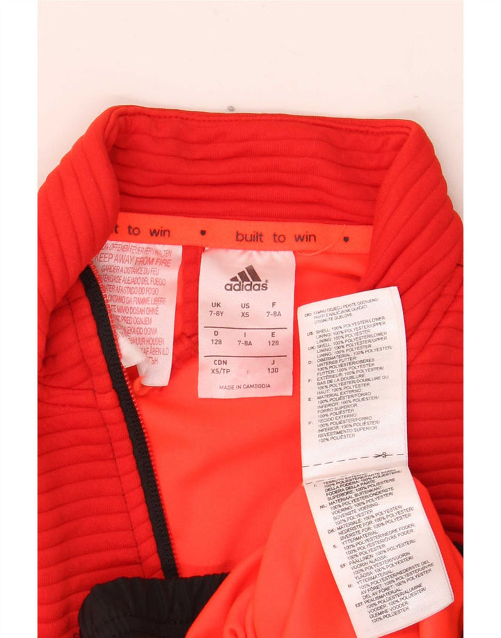 Adidas Boys MESSI Graphic Tracksuit Top Jacket 7-8 Years Red Colourblock
