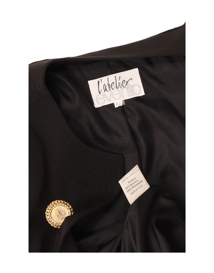 Vintage Womens Open Blazer Jacket IT 44 Medium Black Acetate