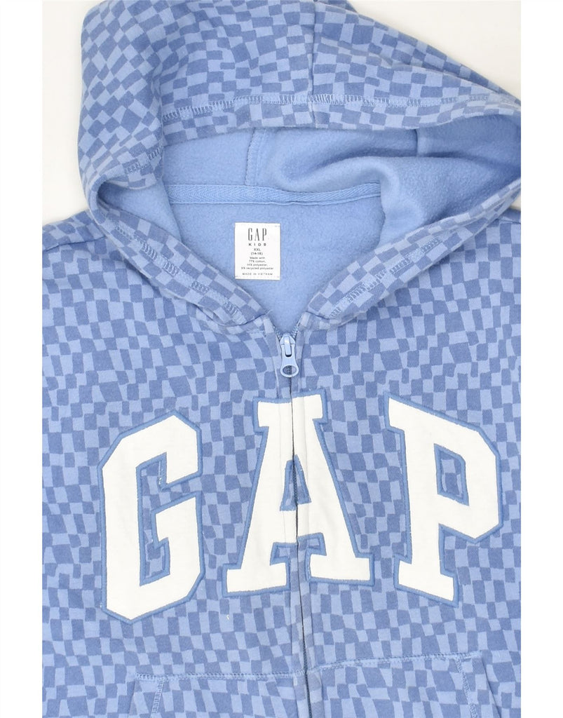 GAP Girls Graphic Zip Hoodie Sweater 14-15 Years 2XL  Blue Geometric | Vintage Gap | Thrift | Second-Hand Gap | Used Clothing | Messina Hembry 