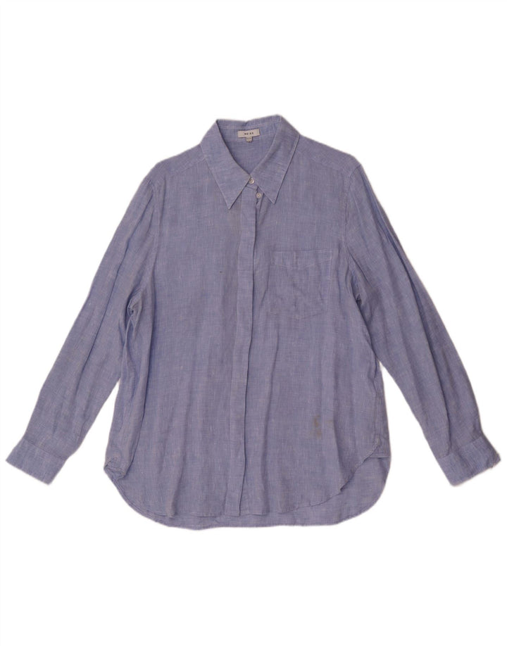 Reiss Womens Shirt UK 14 Large Blue Linen