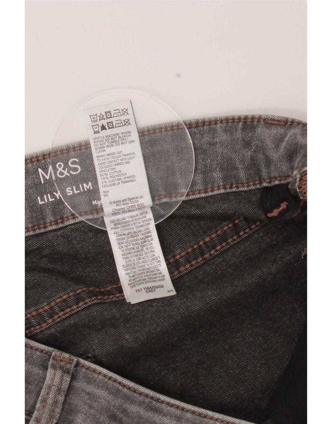 Marks & Spencer Womens Lily Slim Jeans UK 12 Medium W30 L29 Grey Cotton