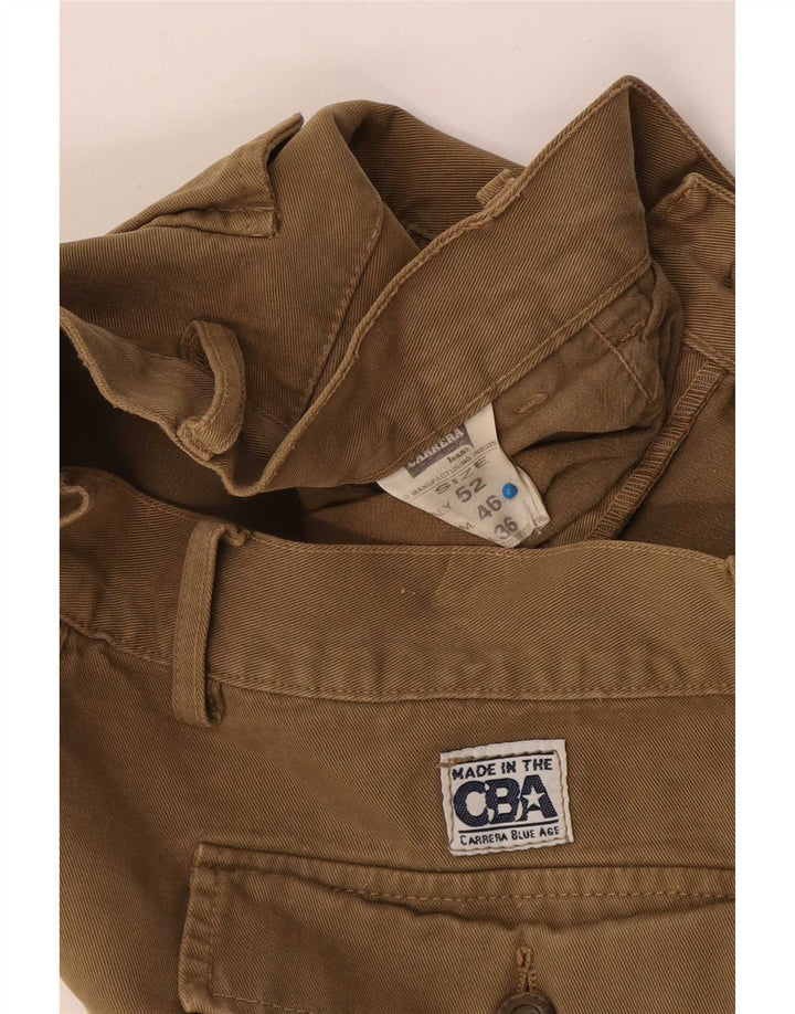 Carrera Mens Straight Cargo Trousers W36 L33 Beige Cotton