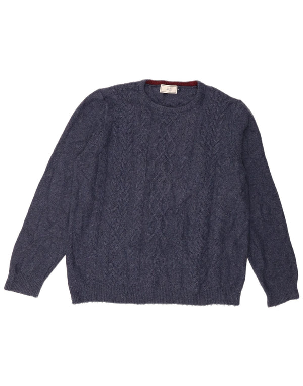 John Lewis Mens Crew Neck Jumper Sweater XL Navy Blue Merino Wool