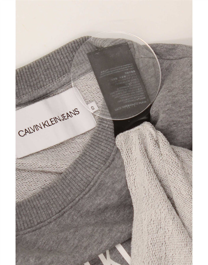 Calvin Klein Jeans Mens Graphic Sweatshirt Jumper Small Grey Cotton
