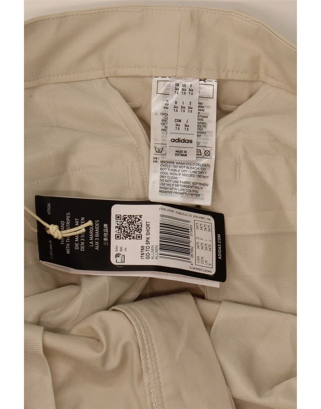 Adidas Mens Chino Shorts W34 Large Beige Cotton