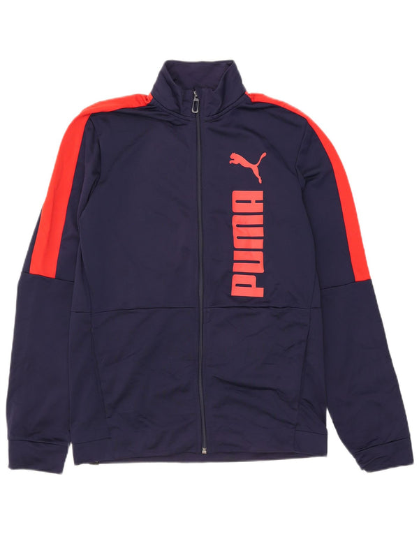 Puma Boys Graphic Tracksuit Top Jacket 15-16 Years Navy Blue Colourblock