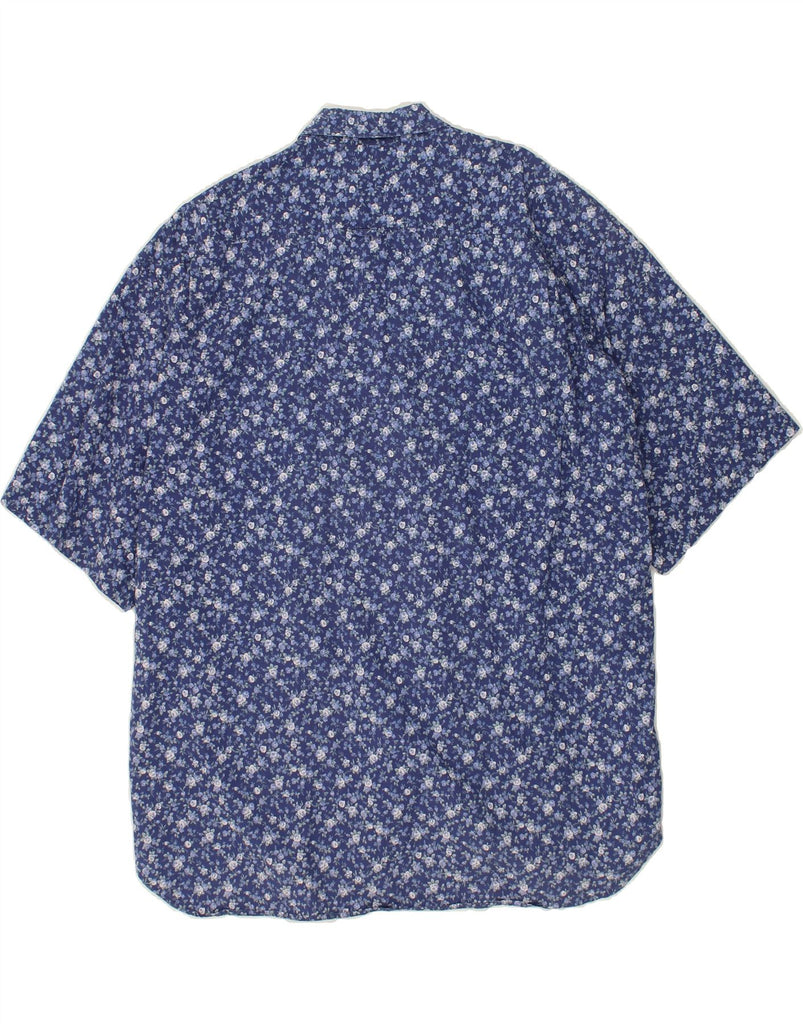 STEFANEL Mens Short Sleeve Shirt XL Blue Floral Cotton | Vintage Stefanel | Thrift | Second-Hand Stefanel | Used Clothing | Messina Hembry 