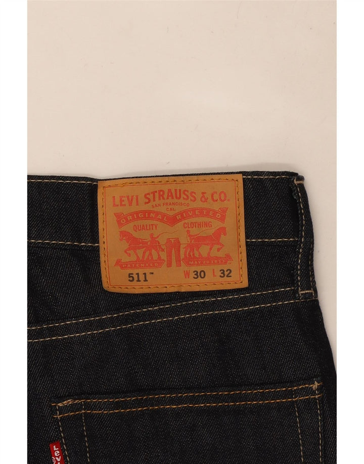 LEVI'S Womens 511 Slim Cropped Jeans W30 L24 Navy Blue Cotton