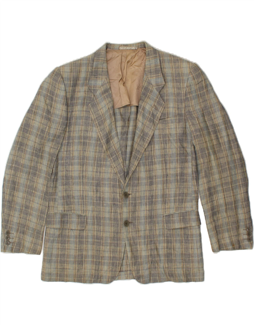 EMANUEL UNGARO Mens 2 Button Blazer Jacket UK 38 Medium Grey Check Vintage Emanuel Ungaro and Second-Hand Emanuel Ungaro from Messina Hembry 