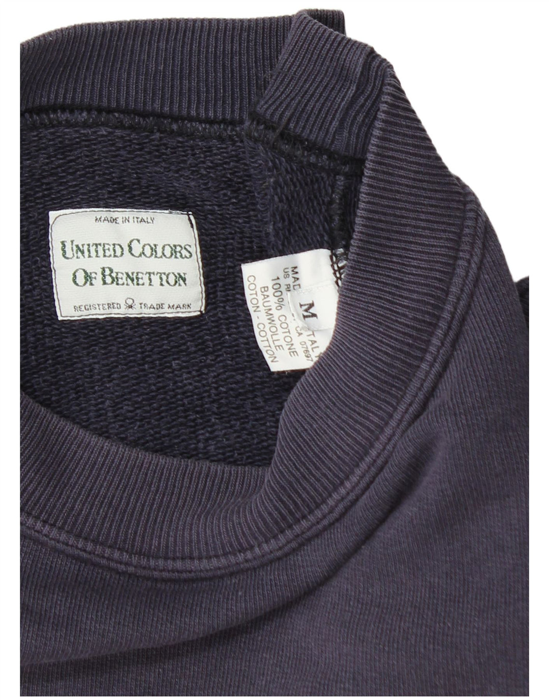 BENETTON Womens Oversized Sweatshirt Jumper UK 14 Medium Navy Blue Cotton