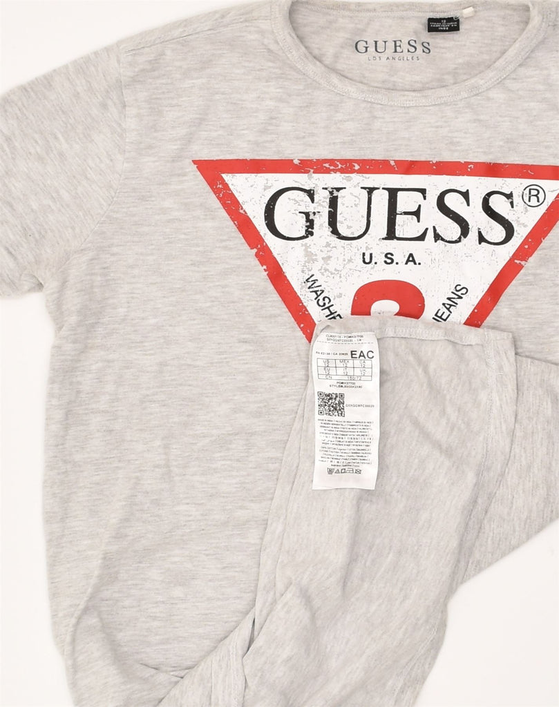 GUESS Girls Graphic T-Shirt Top 11-12 Years Grey Cotton | Vintage Guess | Thrift | Second-Hand Guess | Used Clothing | Messina Hembry 