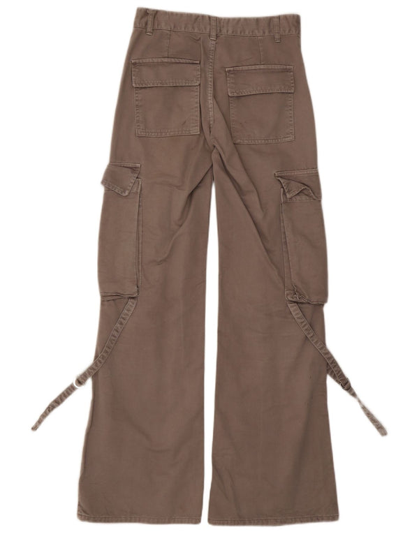 Zara Womens Wide Leg Cargo Trousers EU 32 2XS W22 L31 Grey Cotton