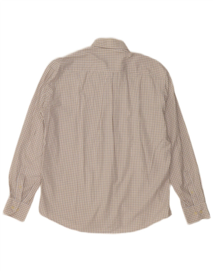 Sergio Tacchini Mens Shirt Large Beige Gingham Cotton