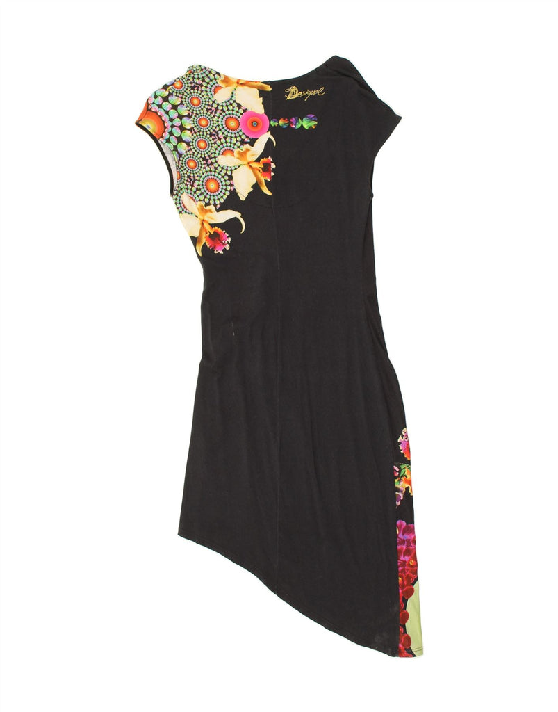 DESIGUAL Womens Graphic Asymmetrical Dress UK 10 Small Black Paisley | Vintage Desigual | Thrift | Second-Hand Desigual | Used Clothing | Messina Hembry 