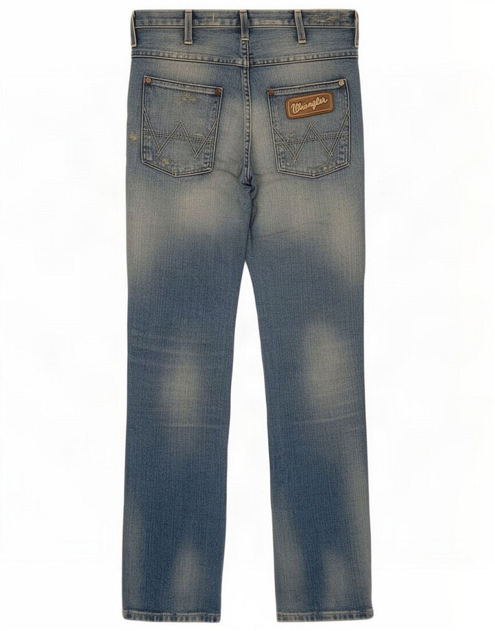 Wrangler Mens Distressed Straight Jeans W29 L32 Blue Patchwork Cotton