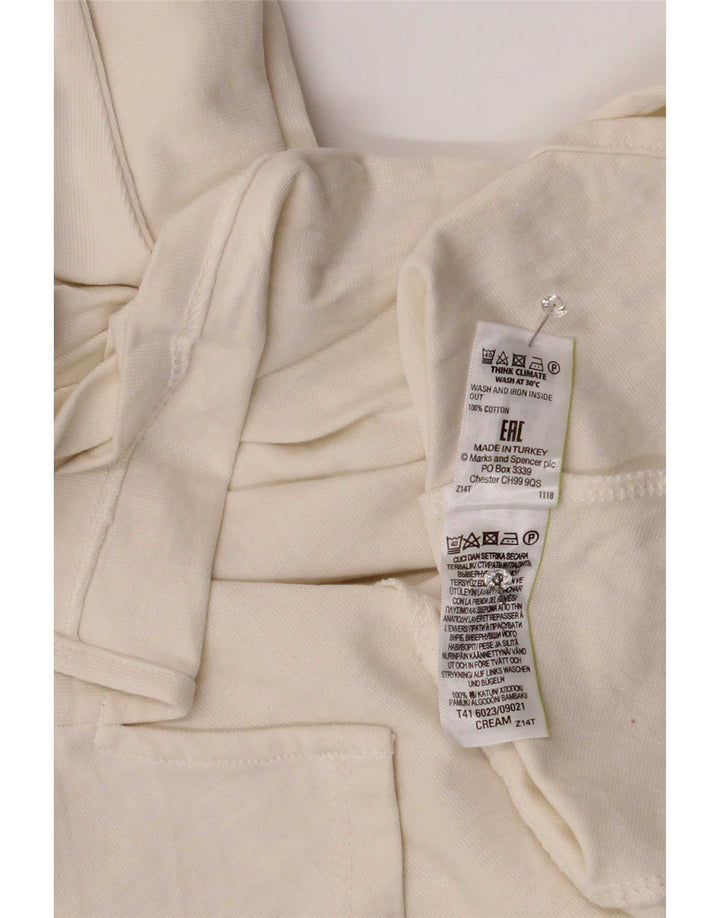 Marks & Spencer Womens Top Long Sleeve UK 14 Large White Cotton