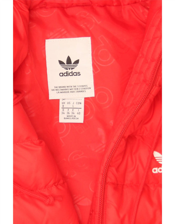 Adidas Womens Hooded Padded Jacket UK 8 Small Red Polyamide