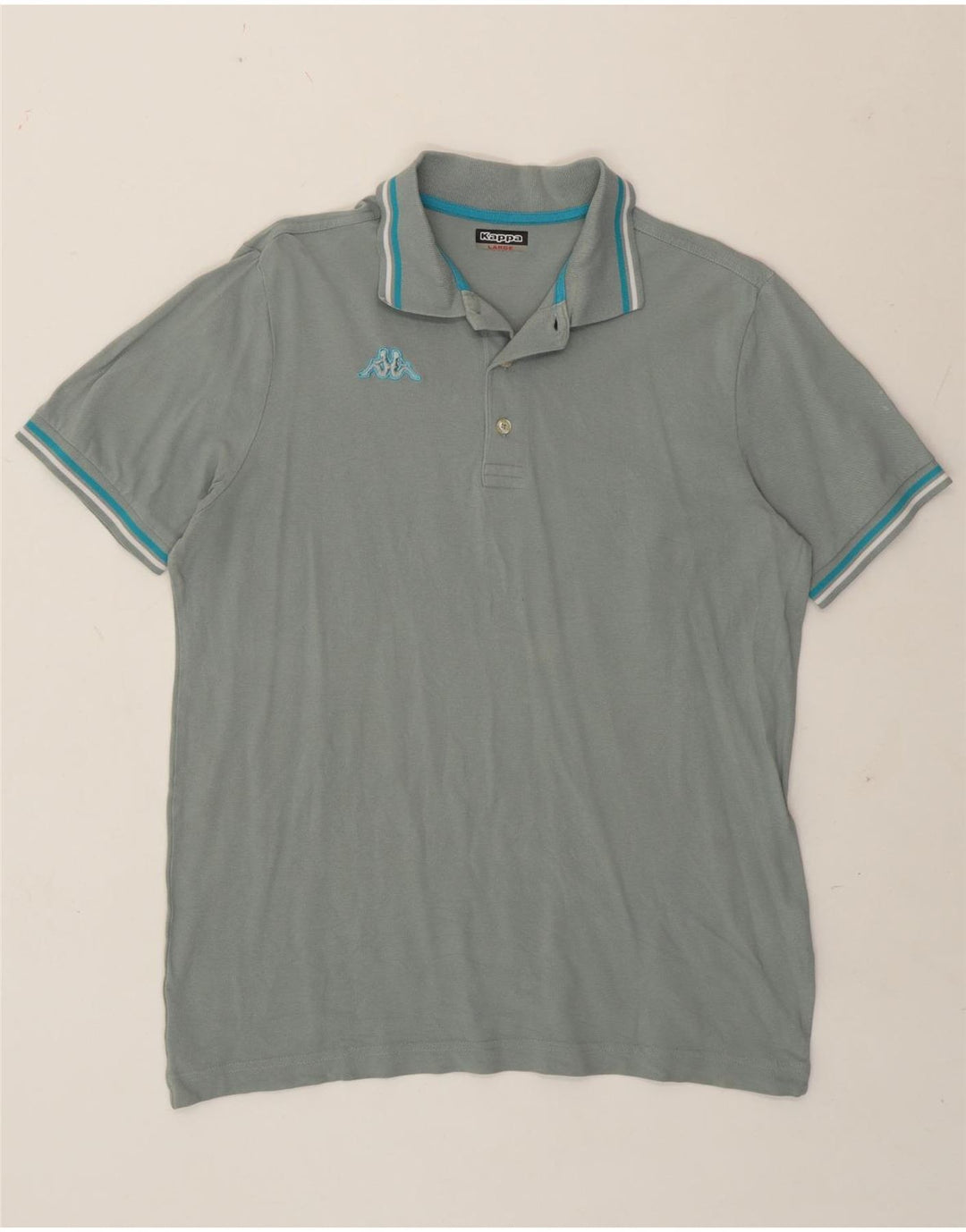 Kappa Mens Polo Shirt Large Grey Cotton