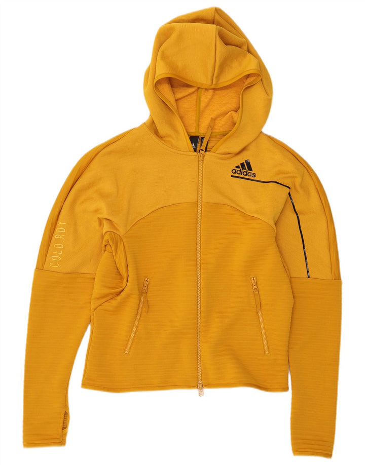 ADIDAS Womens Zip Hoodie Sweater UK 12/14  Medium Yellow