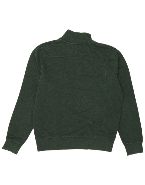 Gant Mens Zip Neck Jumper Sweater Large Green Cotton