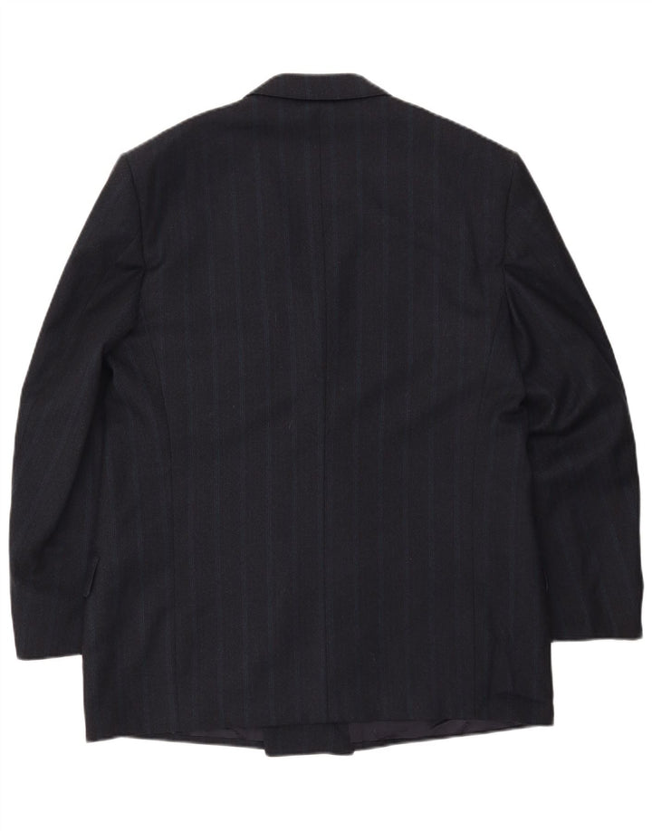 Ungaro Mens Double Breasted Blazer Jacket UK 38 Medium Navy Blue Pinstripe