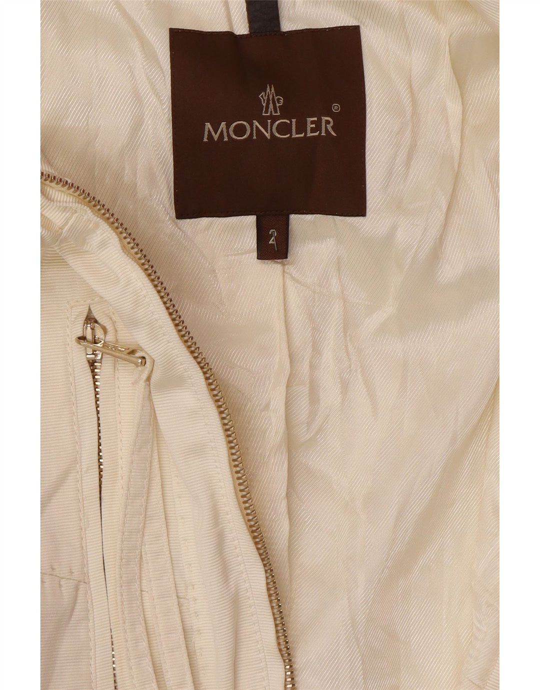 MONCLER Womens Crop Bomber Jacket Size 2 Medium Off White Polyester