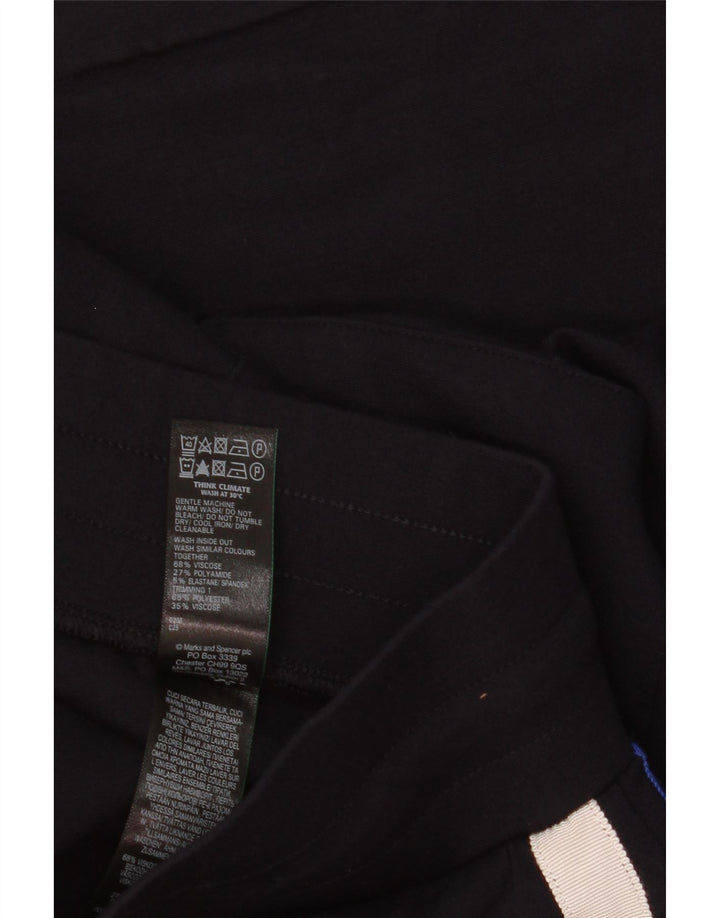 Marks & Spencer Womens Tracksuit Trousers UK 10 Small Navy Blue Colourblock