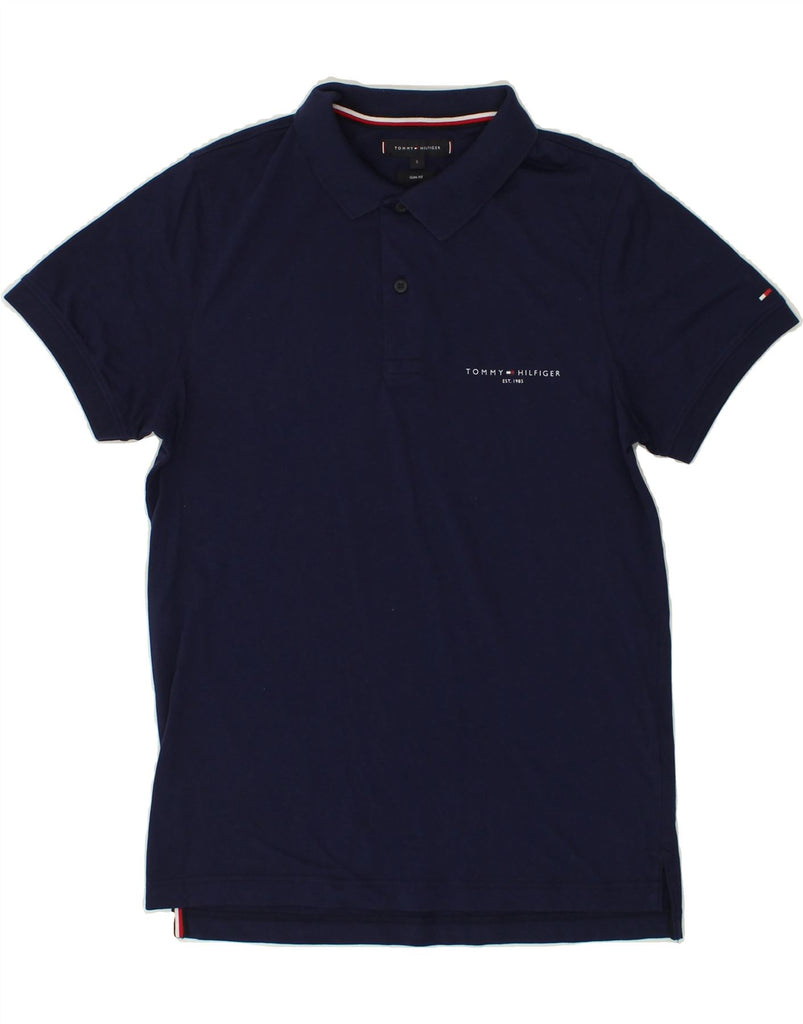 TOMMY HILFIGER Mens Slim Fit Polo Shirt Small Navy Blue Cotton | Vintage Tommy Hilfiger | Thrift | Second-Hand Tommy Hilfiger | Used Clothing | Messina Hembry 